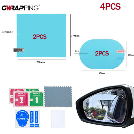 4PCS Car Rainproof Film Set Waterproof Anti-fog Stickers