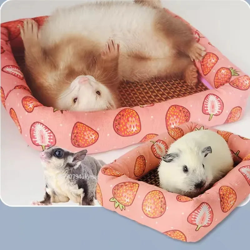 Hamster Summer Cooling Mat for Small Animals Breathable Cushion Bed Guinea Pig Chinchilla Rat Rabbit Cage Squirrel Rattan Mat