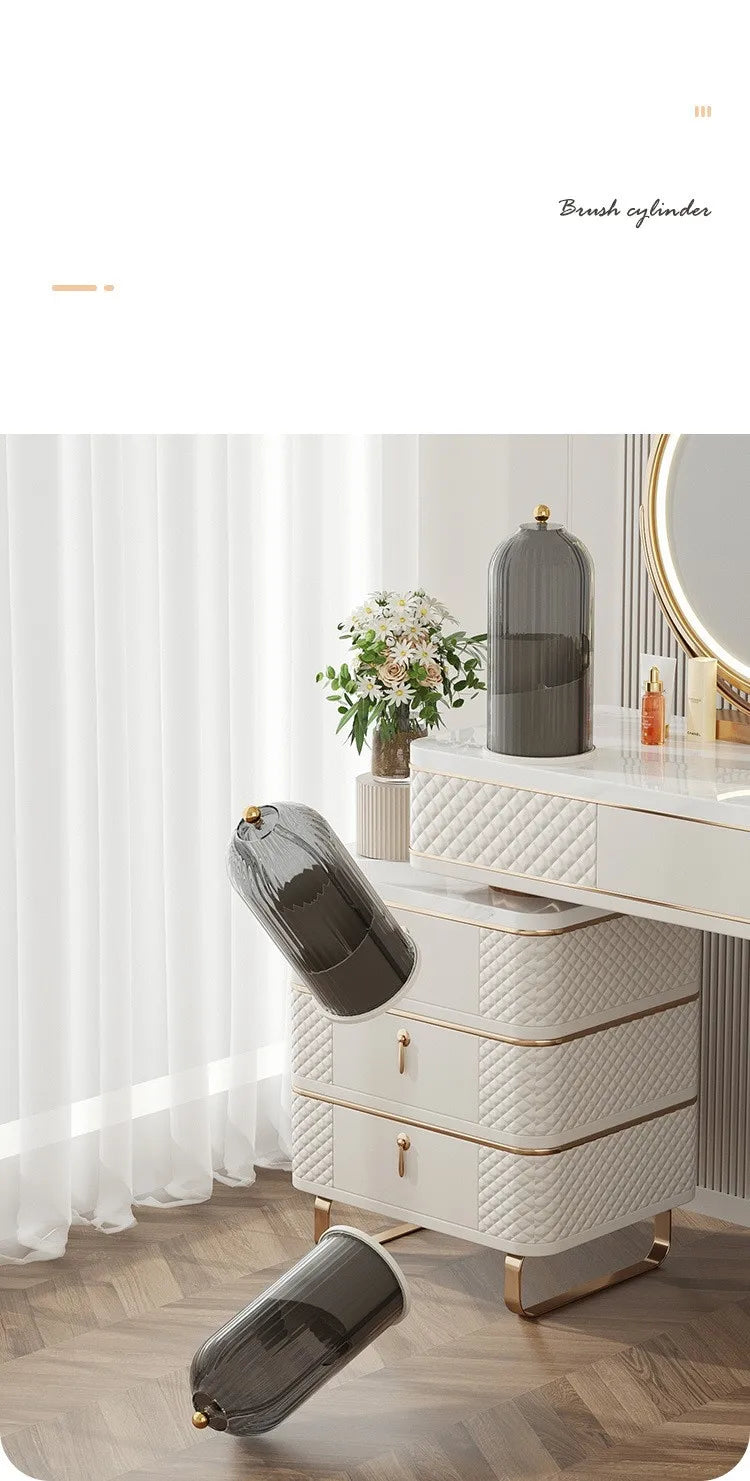 360 Degree Rotating Makeup Brush Holder With Lid Luxury Organizer