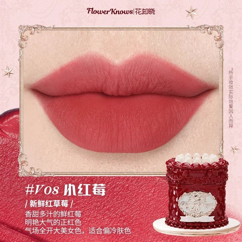 Flowerknows Strawberry Cupid Matte Velvet Lipstick Cake Lip Mud Lip Gloss Lip Cream for Women