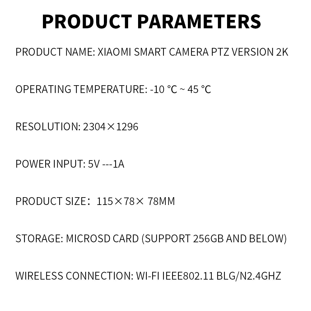 Xiaomi 360 Degree Smart Home Security Camera Mi PTZ 2K Webcam with AI Human Detection and Night Vision 1296P 3 Megapixel