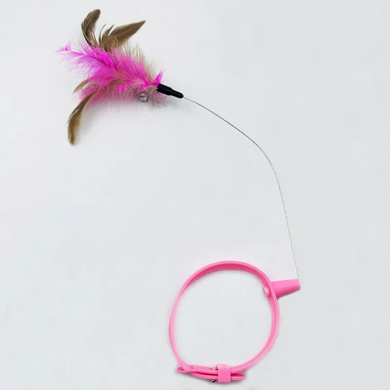 New hot product collar for cat teaser self-entertainment cat toy neck collar feather bell cat toy pet supplies