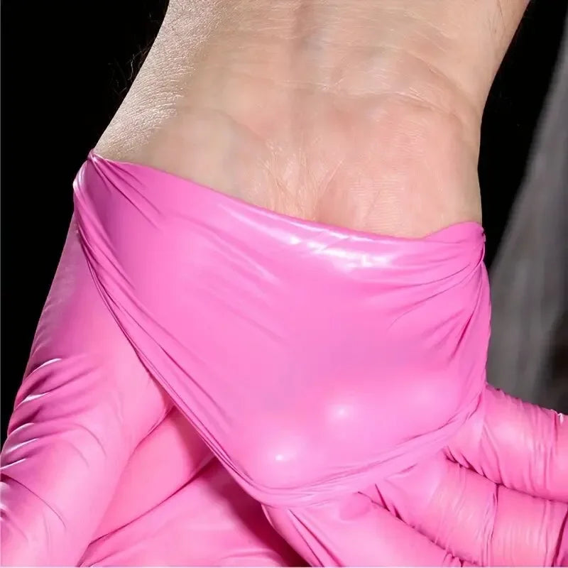 Pink Nitrile Disposable Household Gloves XS to L Elastic Latex Free Waterproof Durable Cleaning Tool
