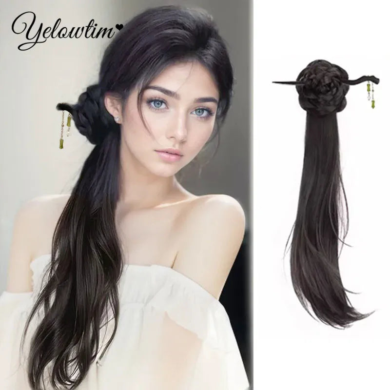 Synthetic 10inch 12inch 14inch 16inch ponytail wig for women with long curly hair high ponytail, bow tie low braid fake ponytail