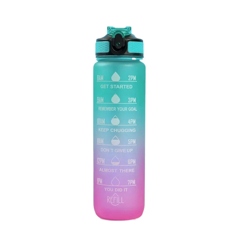 600ML Sports Water Bottle with Time Marker Leak-proof Fitness Cup