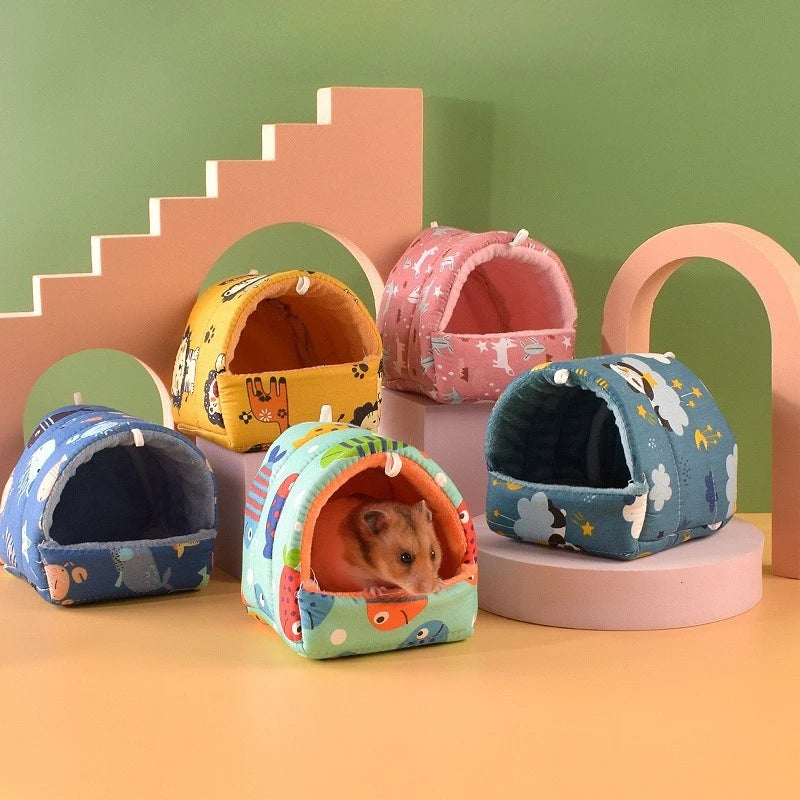 Cute Cartoon Bird parrot Mini Cage Guinea Pig Nest Small Animal Mice Rat Pet Sleeping Bed Hamster House Winter Warm Soft Mat