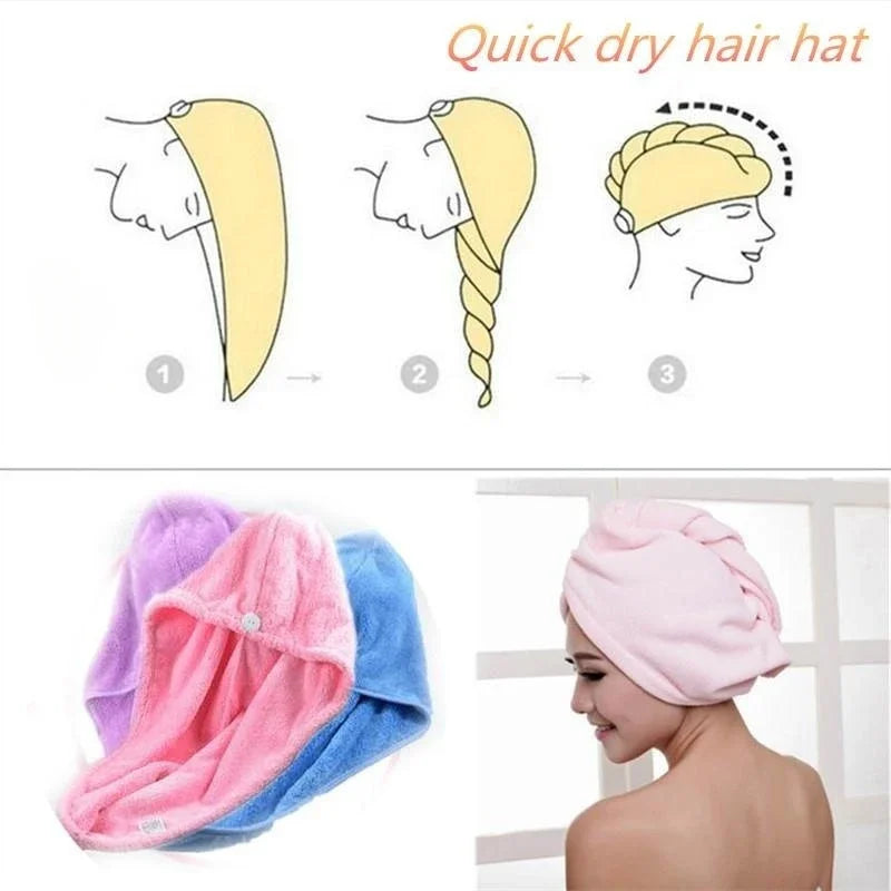 Microfiber Hair Towel,Premium Anti Frizz Hair Drying Wrap for Women & Men  Dry Hair Hat,Super Absorbent,Wrapped Bath Cap