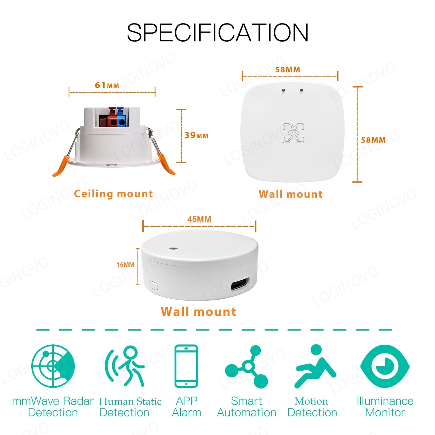 Detector de presencia humana Zigbee Smart Life Tuya Wifi MmWave Radar PIR Sensor de movimiento con detección de luminancia para hogares inteligentes