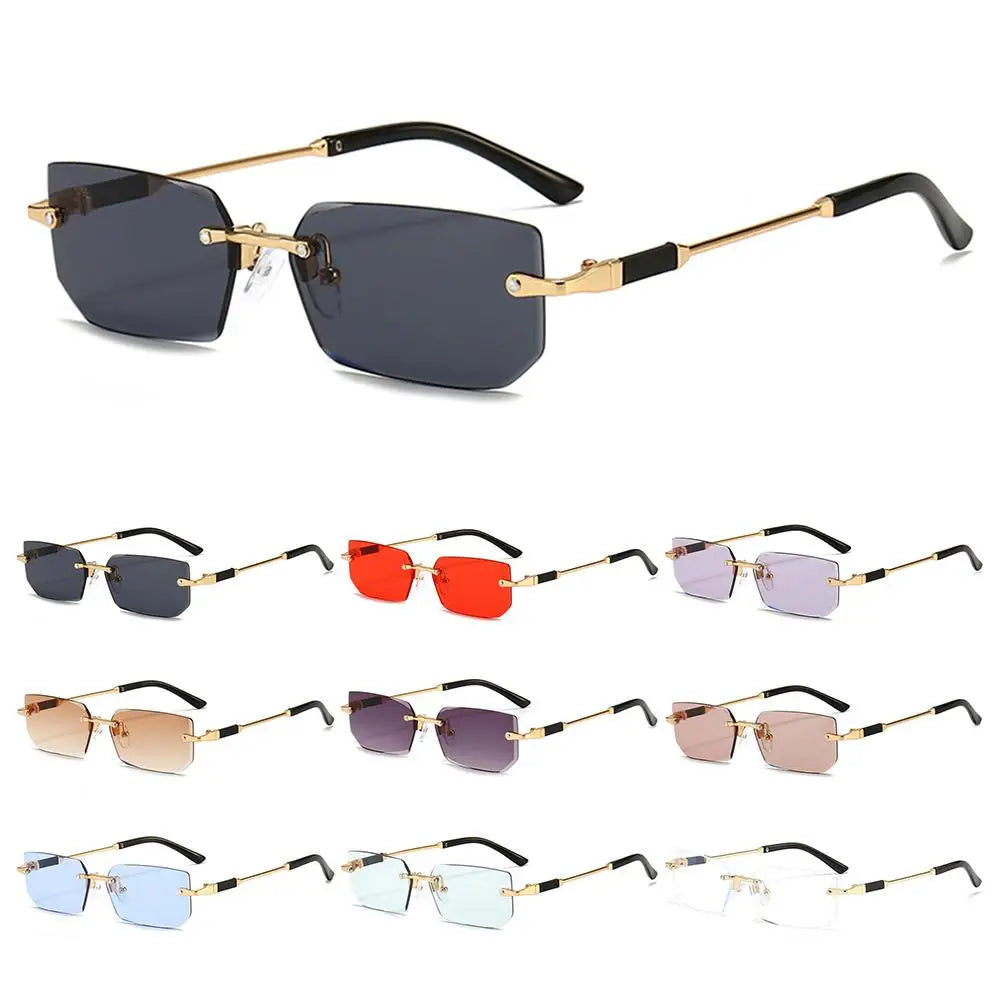 Rimless Sunglasses for Women & Men, UV400 Retro Frameless Shades