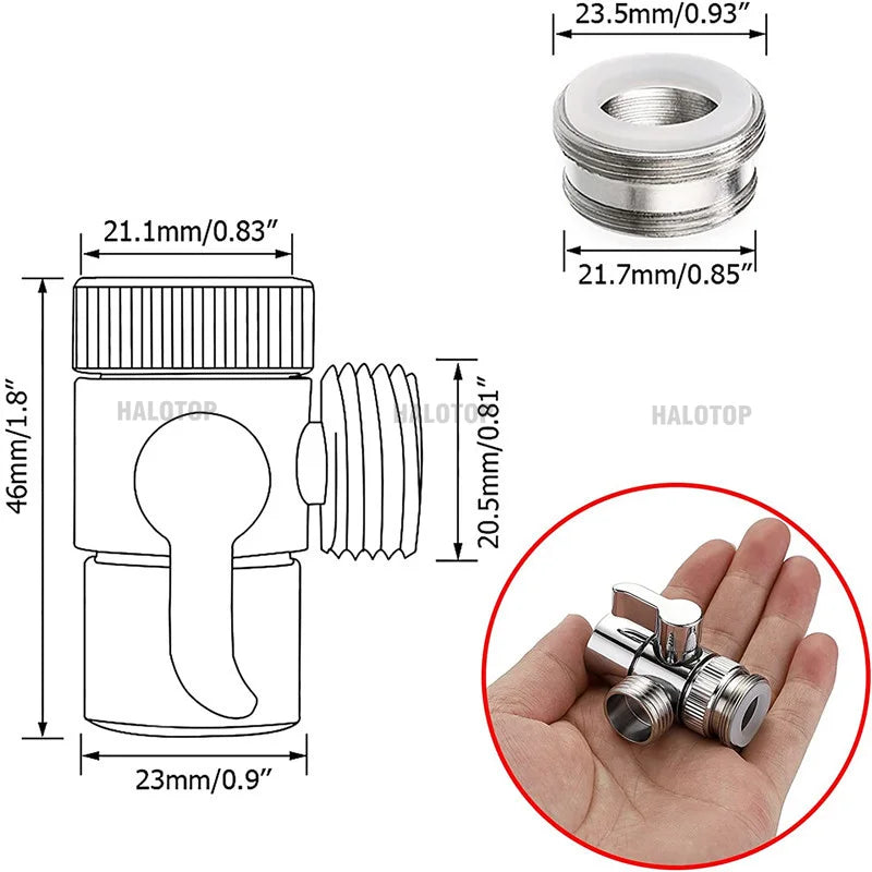 Adaptador de grifo con interruptor M22/M24, válvula desviadora divisora ​​para fregadero de cocina, conector de grifo de agua para inodoro, bidé, ducha, baño y cocina