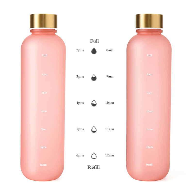 1L Bottle With Time Marker 32 OZ Motivational Reusable Leakproof BPA Free