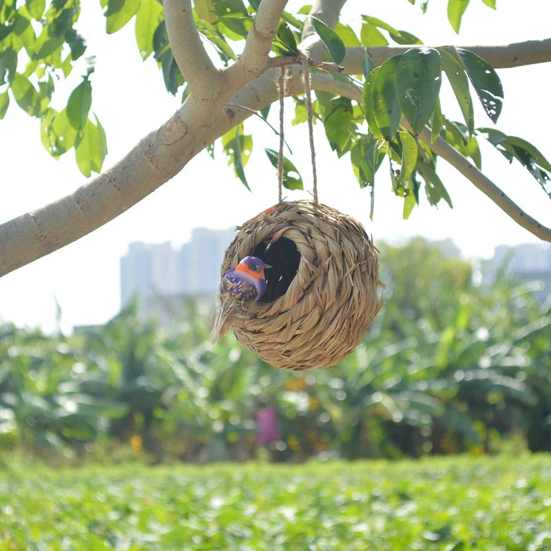 Birds Nest Bird Cage Natural Reed Grass Spherical Hummingbird Nest Outdoor Decorative Weaved Hanging Bird Nest Hous Proficient