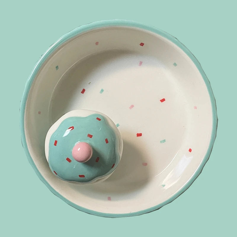 Ceramic Cake Hamster Bowl Small Pet Food Bowl for Home Use Multi-color Small Jewelry Box  Rabbit Feeder Parrot Supplies