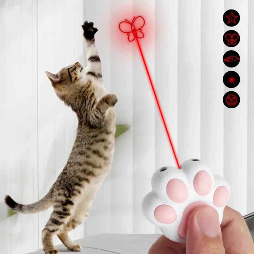 Laser Transform Pattern Pet LED Cute Laser Cat Rechargeable Toy Interactive Bright Animation Pointer Light Pen Toys Training Toy
