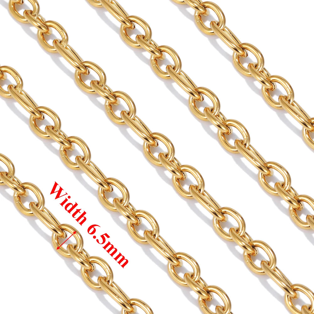 1 Meter Stainless Steel 18k Gold O Link Rolo Cable Chain
