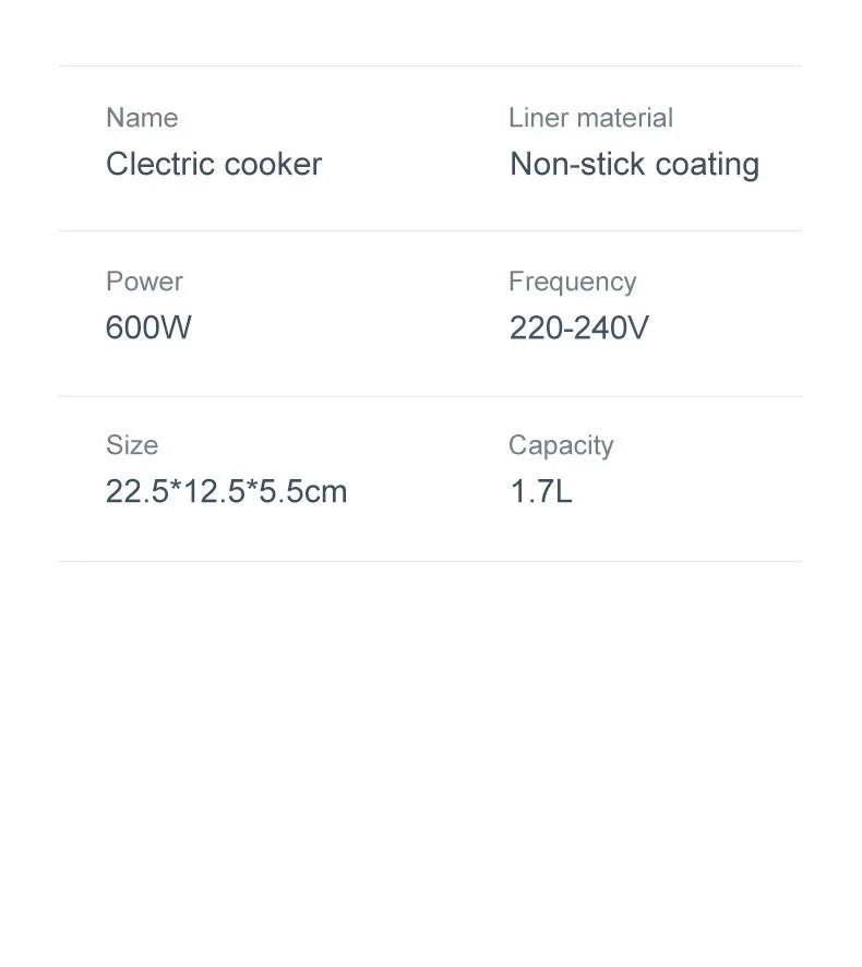 Mini Electric Rice Cooker Double Layer Multi Cooker Non-Stick Smart Steamed Rice Pot for Efficient Home Cooking