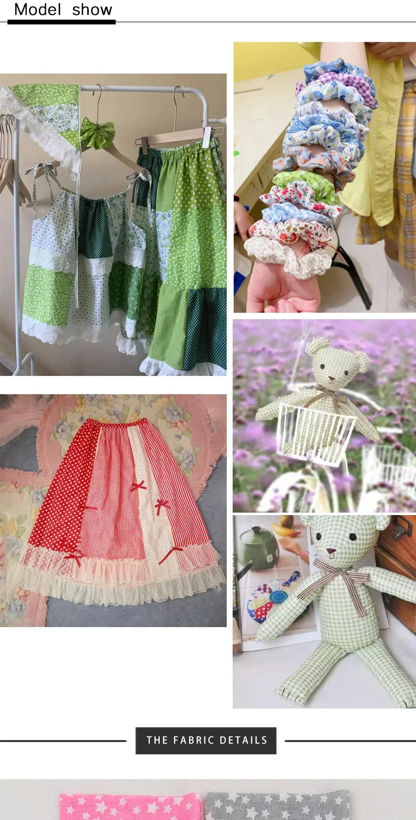 7 Pieces 25x25Cm Cotton Flower Fabric Printed Cloth for DIY