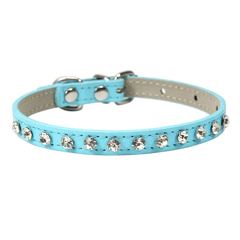 Luxury Rhinestone Rivets Cat Collar Leather Small Dog Collars  Puppy Neck Strap for Kitten Accessories Wholesale / Dropshipping