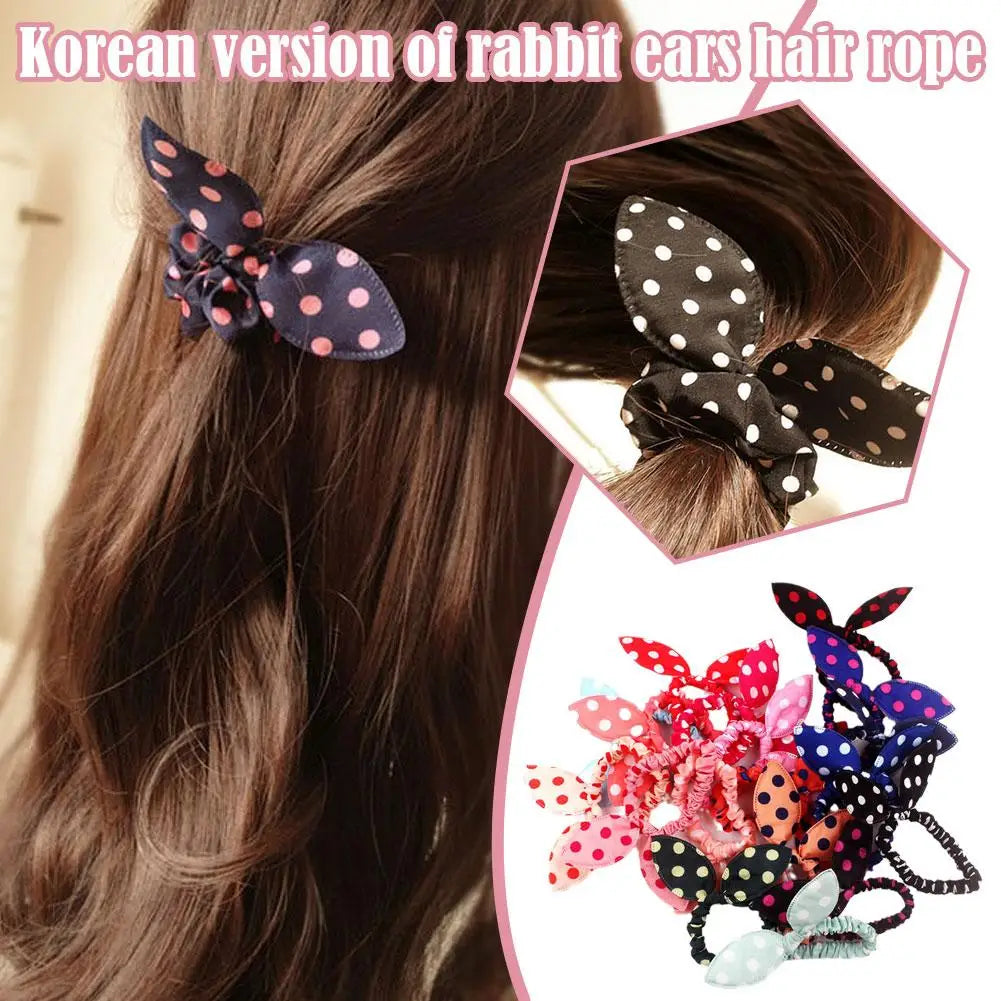 1Pcs Cute Rabbit Ear Hair Bands Girl Rubber Band Elastic Children Korean Rope Headwear Baby Hair Ornaments Accessories Hair J9A1