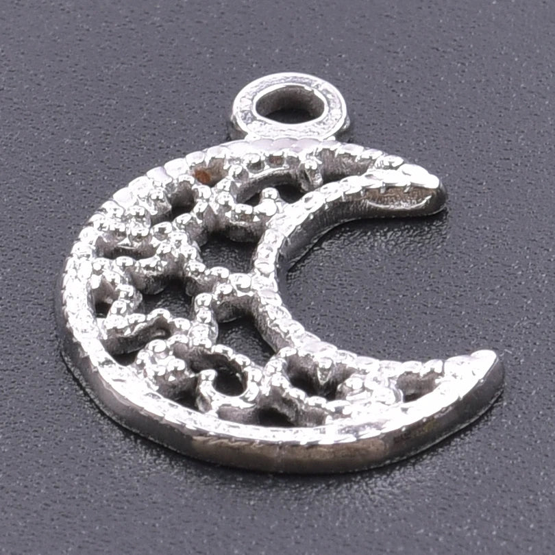 5pcs/Lot No Fade Moon Charms For Jewelry Making Supplies Stainless Steel Pendants Diy Headwear Earring Breloque Acier Inoxydable