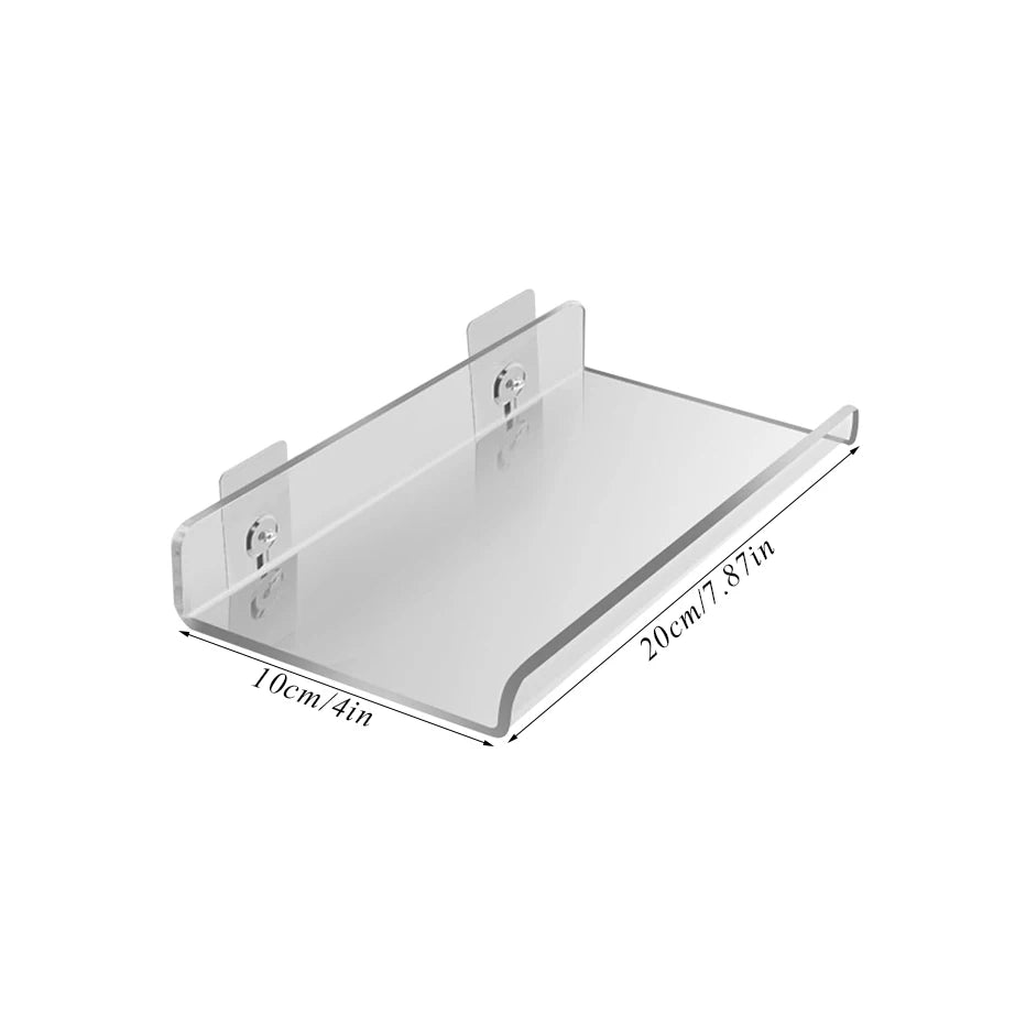 Clear Acrylic Floating Shelf Self Adhesive Storage Shelf for Wall Decoration Toys and Bathroom Essentials