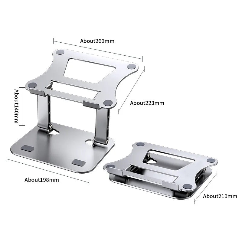 Soporte para teléfono y tableta, ajustable, de aleación de aluminio, para portátil, tableta de hasta 17", soporte plegable portátil, soporte de refrigeración