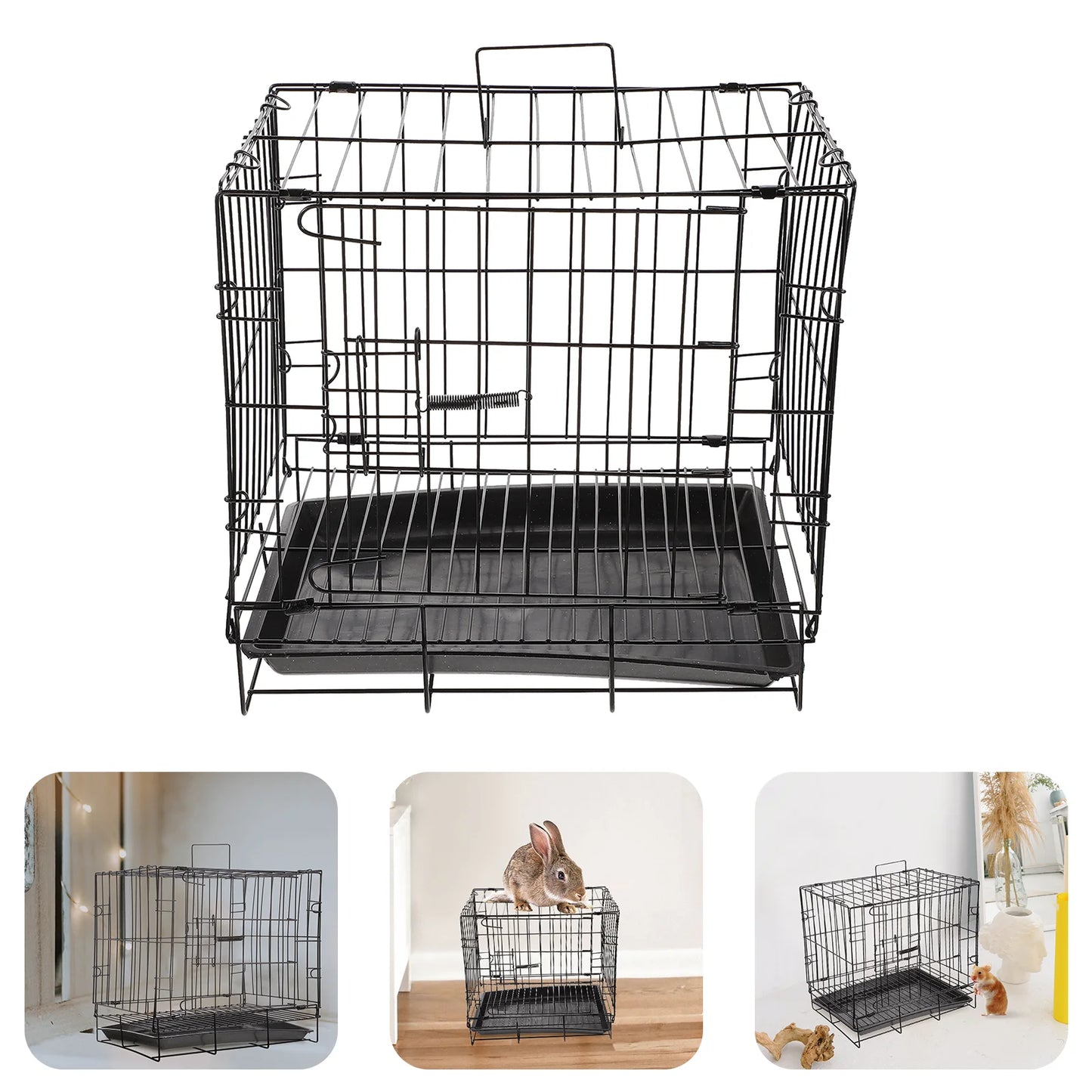Folding Dog Cage Metal Crate Protection House Guinea Pig Iron Wire Pet Kennel Shelter