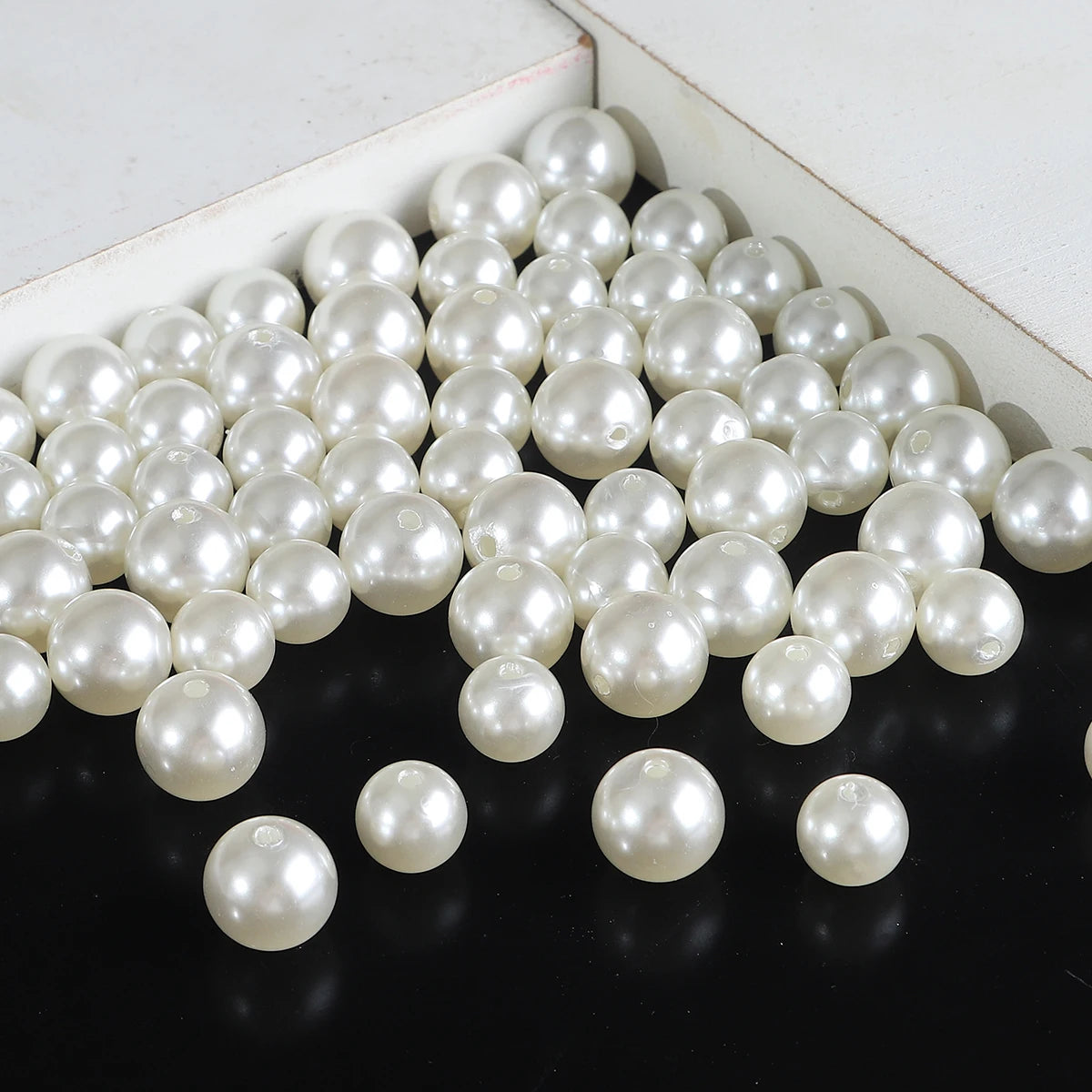 3-20mm 10-1000pcs Straight Hole ABS Imitation Pearl Beige White Bracelet Beads for DIY Jewelry Making