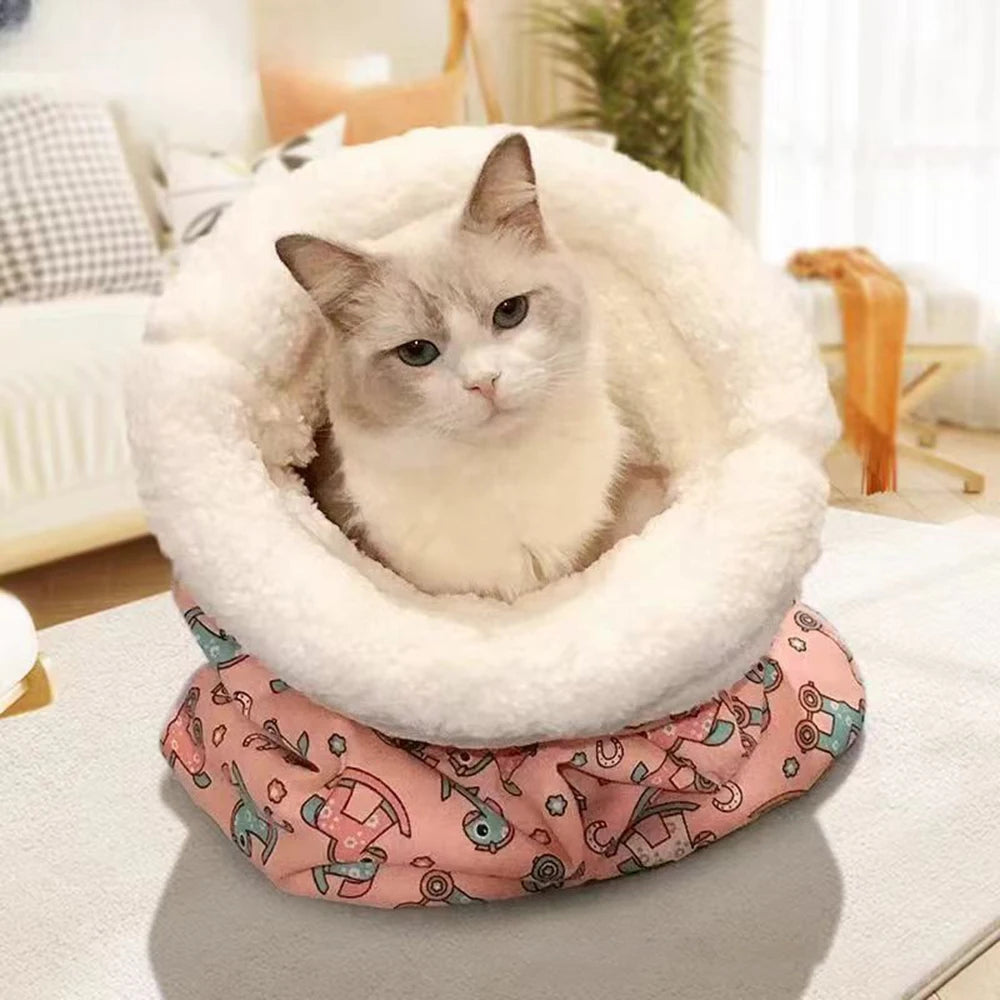 Cat Sleeping Bag Soft Cuddly Thickened Warm Cat Nest Pet Pocket Type Quilt Bed Kitten Puppy Soft Comfortable Nest Pet Supplies