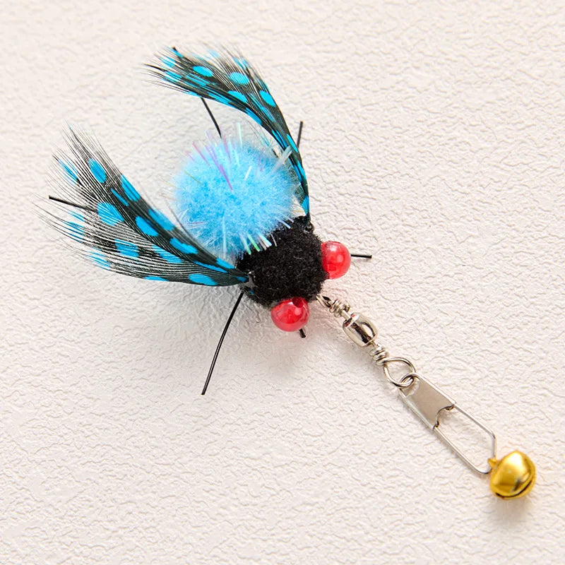 4pcs Simulated Insect Cat Teaser Stick For Changing Heads Cat Toy Interactive Feather Pet Toy