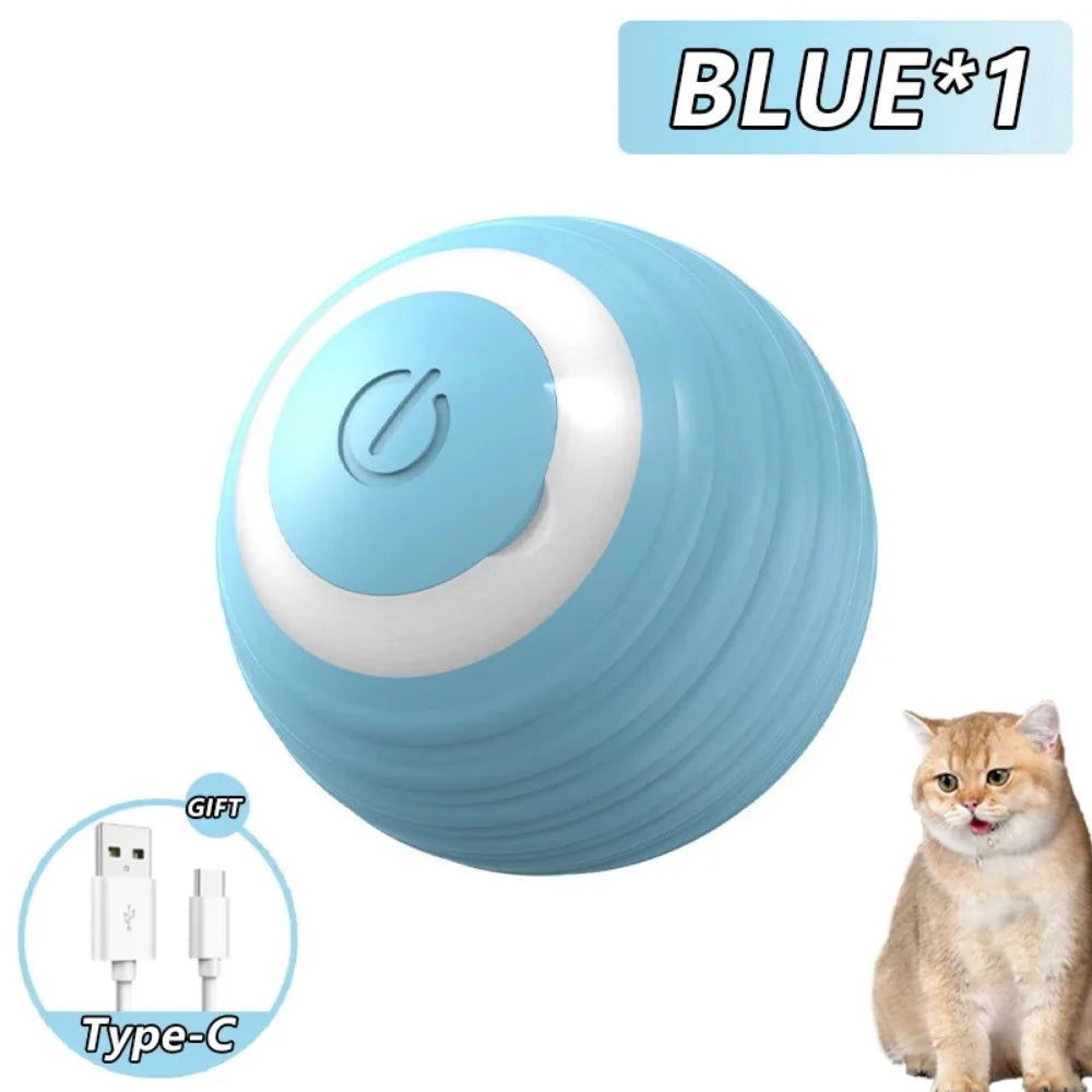 LEMEENQ Cat Interactive Ball Toy Auto Rolling Ball with Tail Rechargeable Smart Pet Interactive Toy Intelligent Mouse for Cat