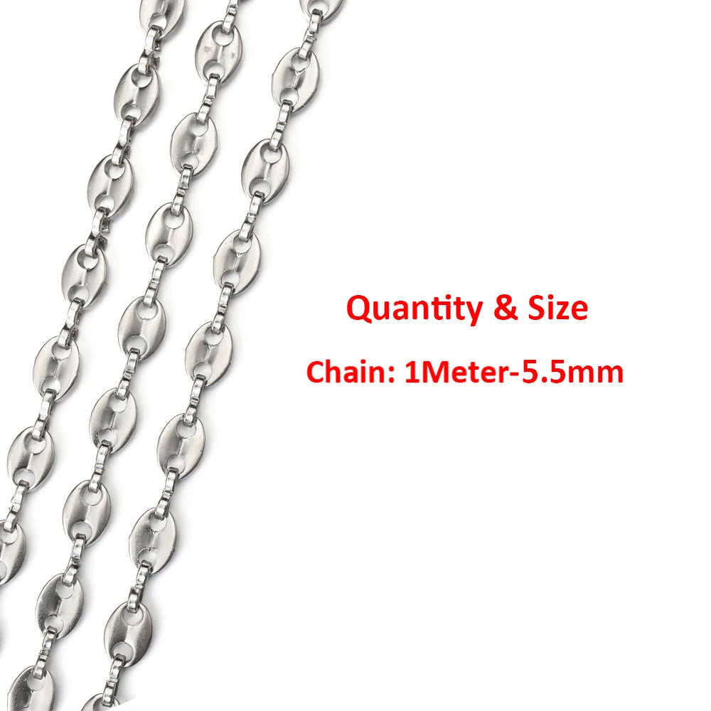 2 Meters/1 Meter High Quality Gold Color Stainless Steel Chain for DIY Jewelry Making
