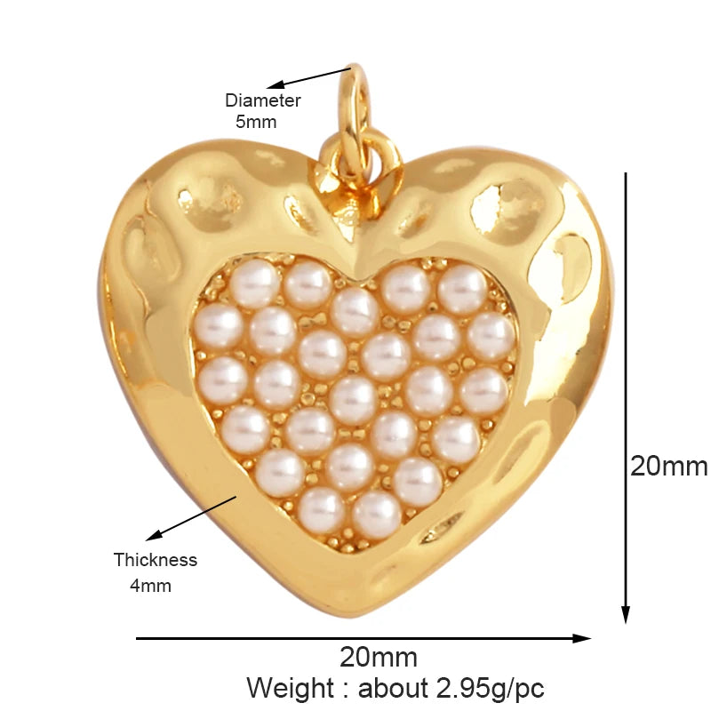Classics Love Heart Star Zircon Focal Charm Pendant 18K Gold Plated Shell Pearl Jewelry