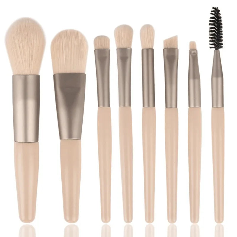 Mini Brush 8-Piece Makeup Bag Portable concealer powder brush set soft fur make-up tool