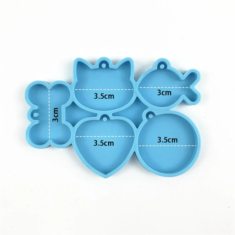 Dog Tag Bone Shaped Keychain Mold for DIY Resin Jewelry