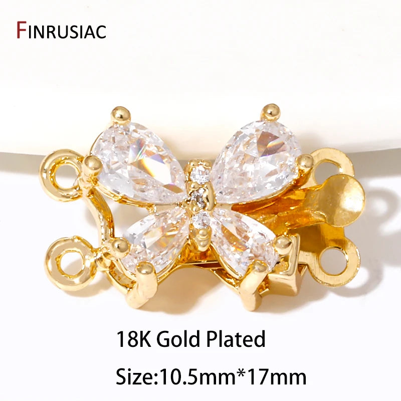 Multi Styles 18K Gold Plated Brass Flower Safety Clasps for DIY Jewelry