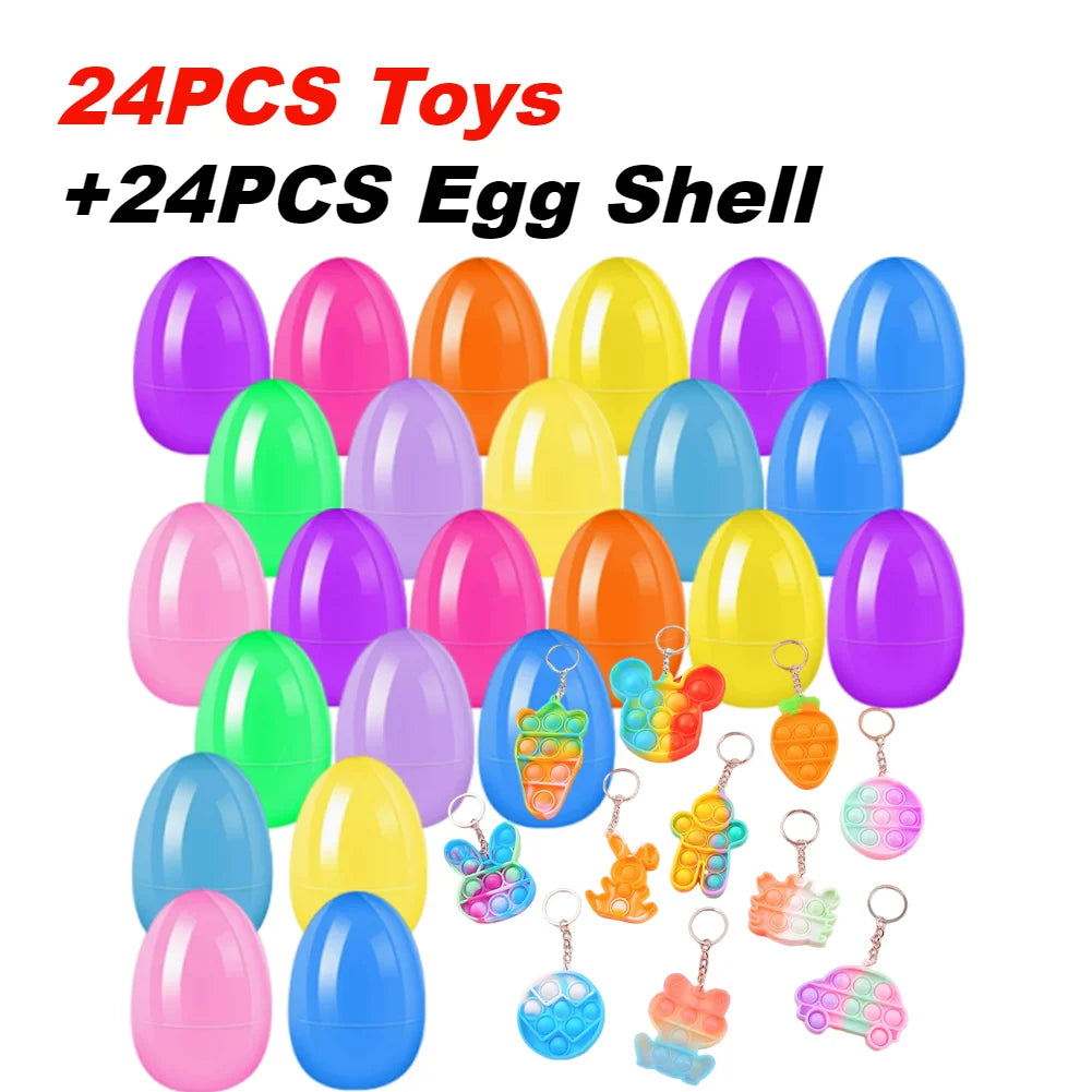 12/20/24/48Pcs Prefilled Easter Eggs with Plush Toys for Kids