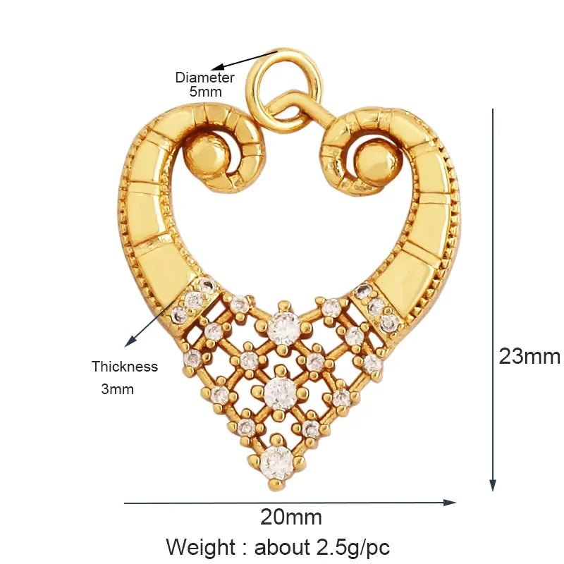 New Sacred Red Heart Charm Pendant 18K Gold Plated Zircon