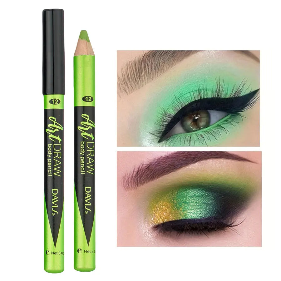 15 Color Eyeliner Lip Liner Pen, Black Blue Multicolor Metallic Pearly Glitter Matte Finish Punk Smokey Style Eye Makeup Pen