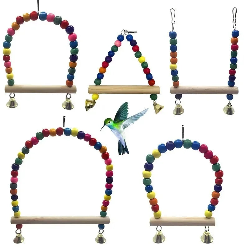 Bird Toy Set Rocking Chewing Training Combination Toy Bird Cage Parrot Hanging Hammock Parrot Cage Toy Ladder Pet Supplies