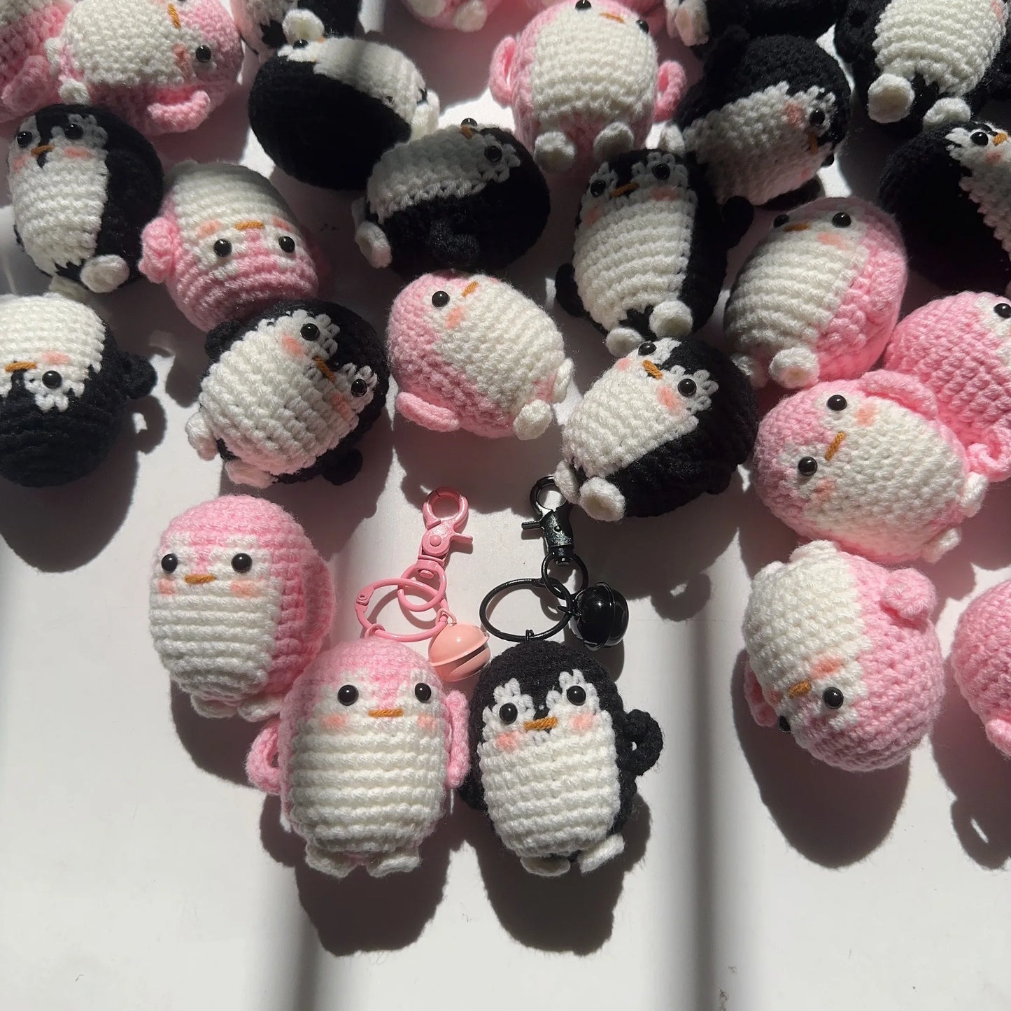 Handmade Cute Cotton Wool Penguin Doll Crochet Keychain