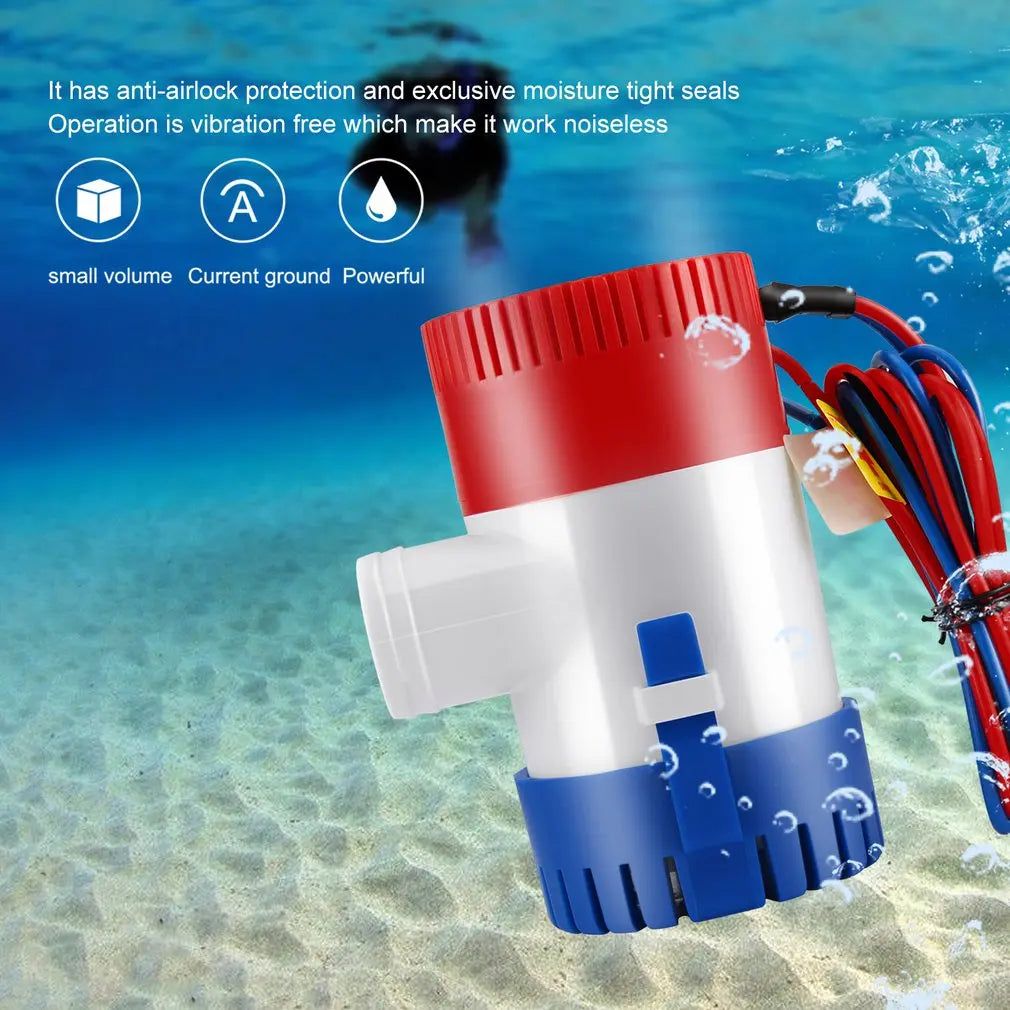 Bomba de agua de vacío de 12 V, sumergible, para achique de barcos marinos, 1100 GPH, utilizada en barcos, hidroaviones, autocaravanas, casas flotantes