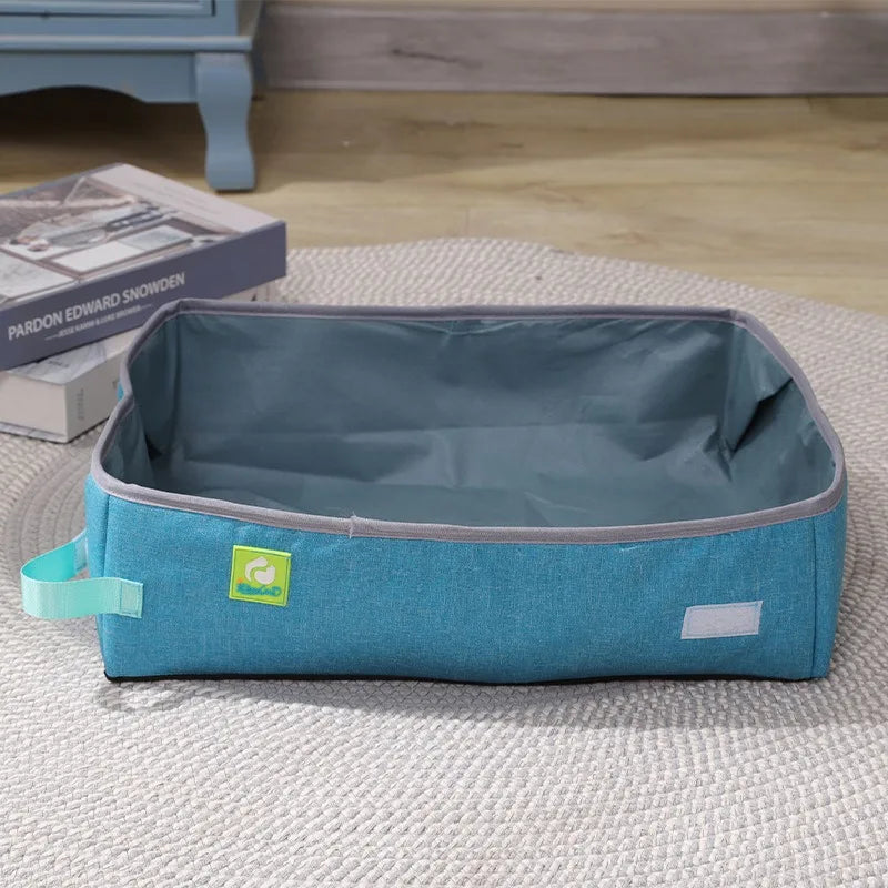 Semi Enclosed Cat Litter Box, Portable Waterproof Oxford Cloth