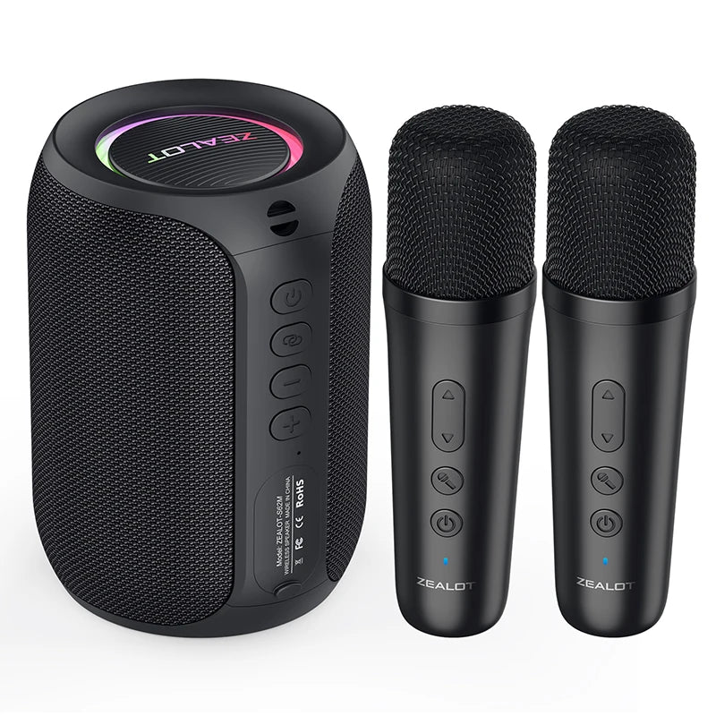 Zealot S62M Portable Bluetooth Karaoke Machine with Wireless Microphones Ideal for Home and Family Gatherings