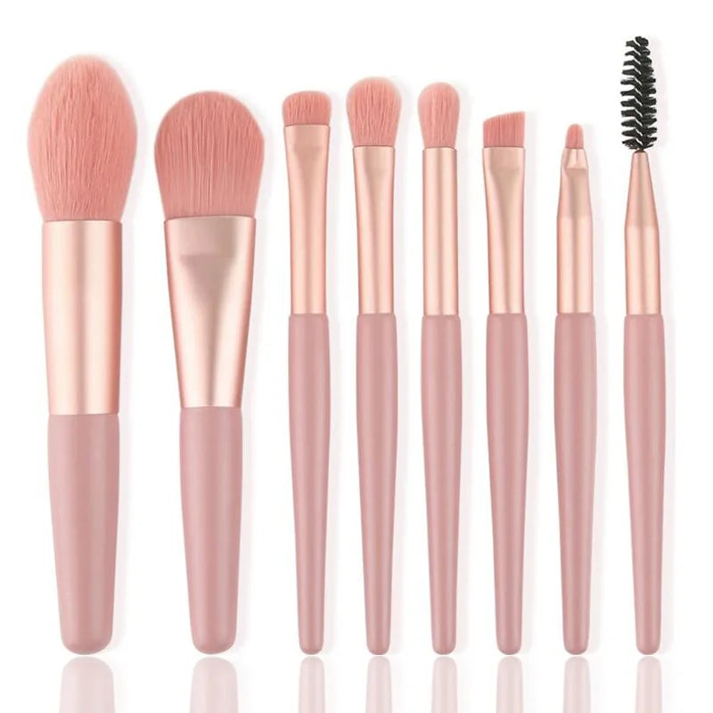 Mini Brush 8-Piece Makeup Bag Portable concealer powder brush set soft fur make-up tool