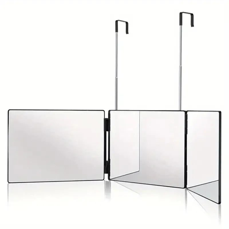 Tri-Fold Wall Mounted Makeup Mirror with Magnification - Portable Styling Mirror for Travel, Bedroom and Bathroom Use