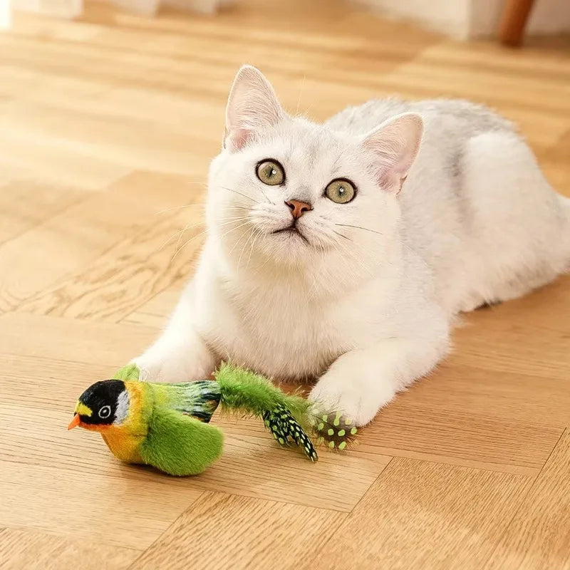 Interactive Cat Toy with Intelligent Sound Sensing Realistic Bird Calls and Built-in Catnip for Enhanced Playtime for Cats Toy