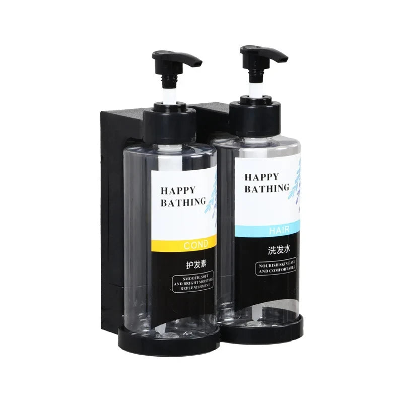 Wall Mounted Hotel Shampoo and Shower Gel Dispenser with Hand Sanitizer Box and Manual Soap Dispenser