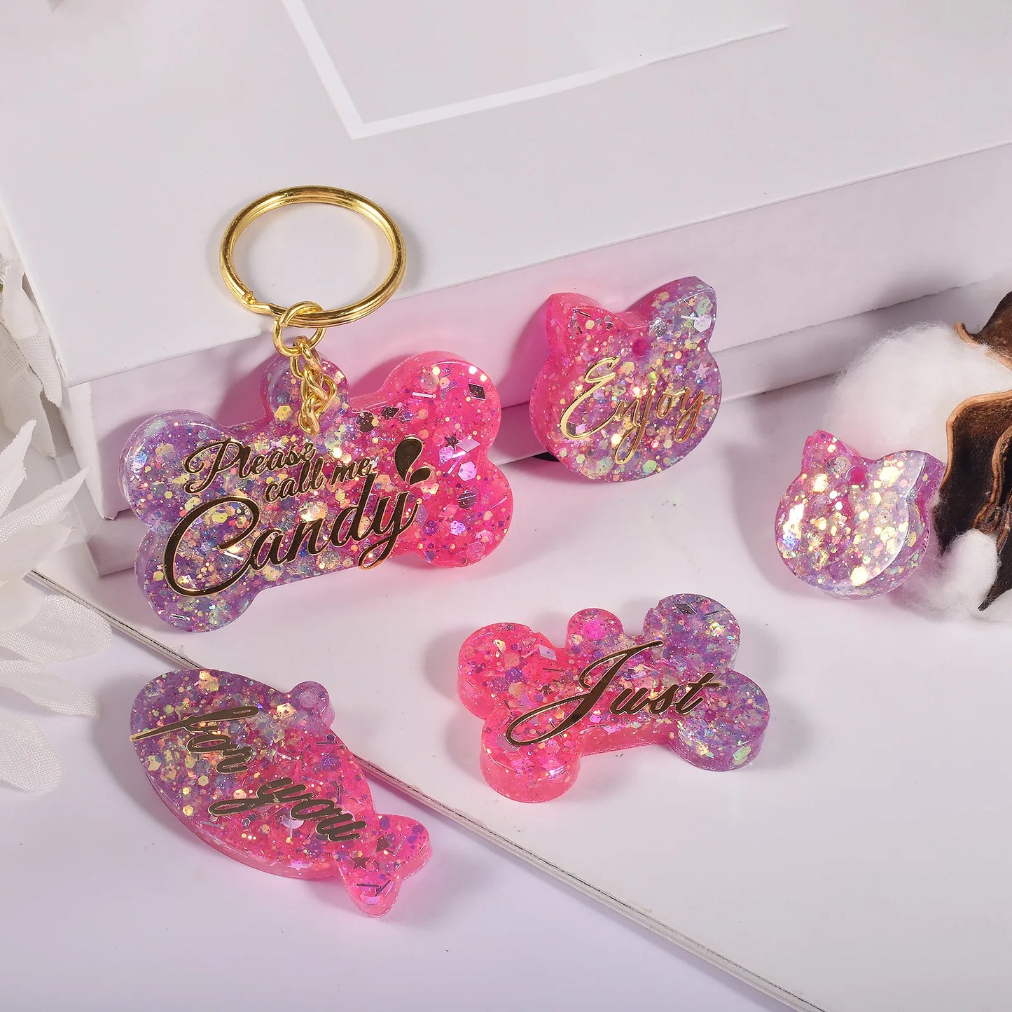 Dog Tag Bone Shaped Keychain Mold for DIY Resin Jewelry