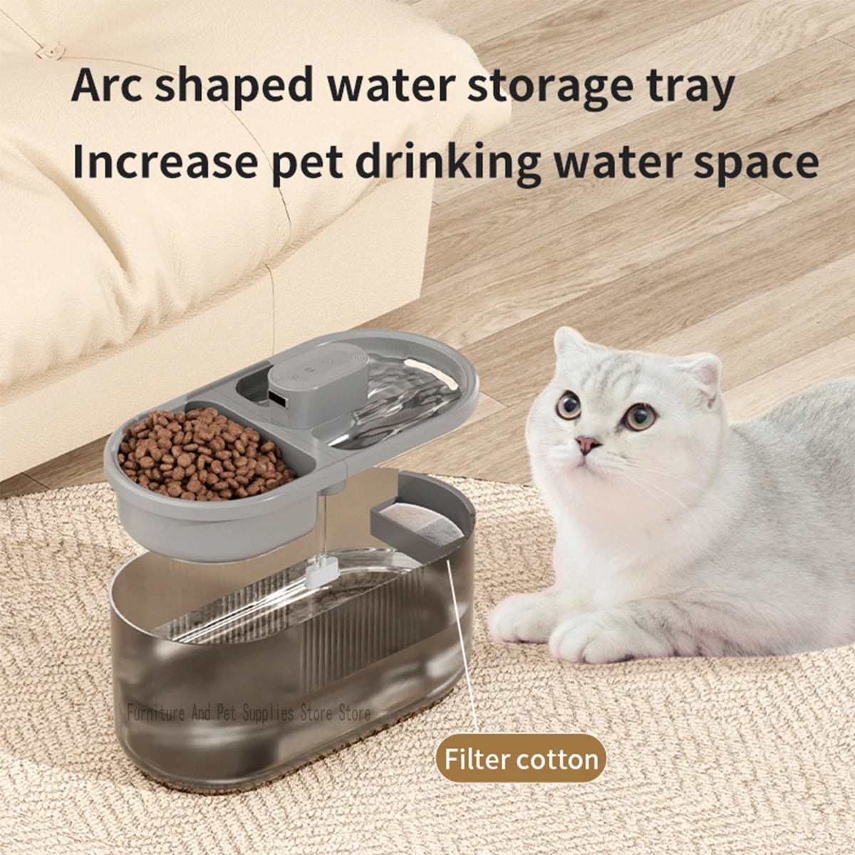 Automatic pet water dispenser sensor version dog food water dispenser water replenishment 2-in-1 drinking and feeding supplies